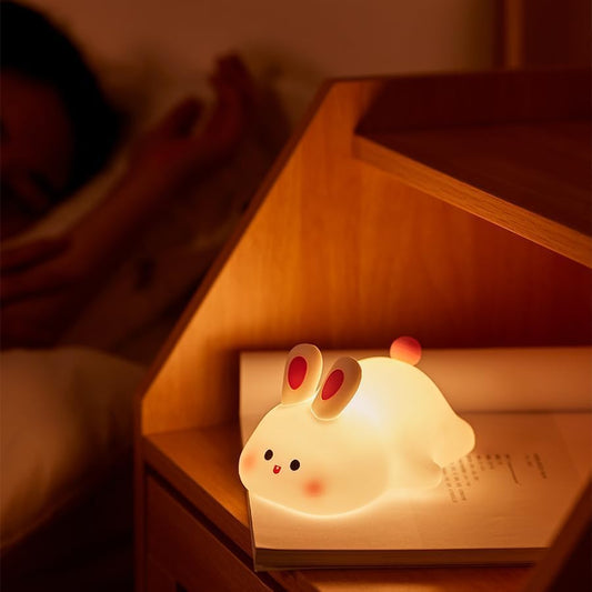 Table Lamp,Nursery Night Lights for Kids,Cute Animal Silicone Baby Night Light with Touch Sensor,USB Rechargeable Baby Girl Boys Gifts,Xmas Gifts for Toddler Kids (Rabbit)