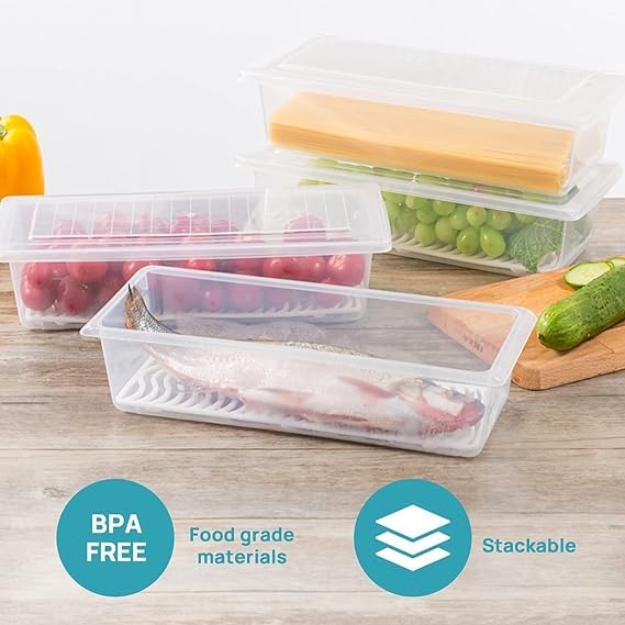 Pack of 6 Fridge Storage Boxes, Plastic Boxes for Storage, Storage Box for Kitchen, Kitchen Organizer Items, Fridge Organiser, Kitchen Storage Container Set