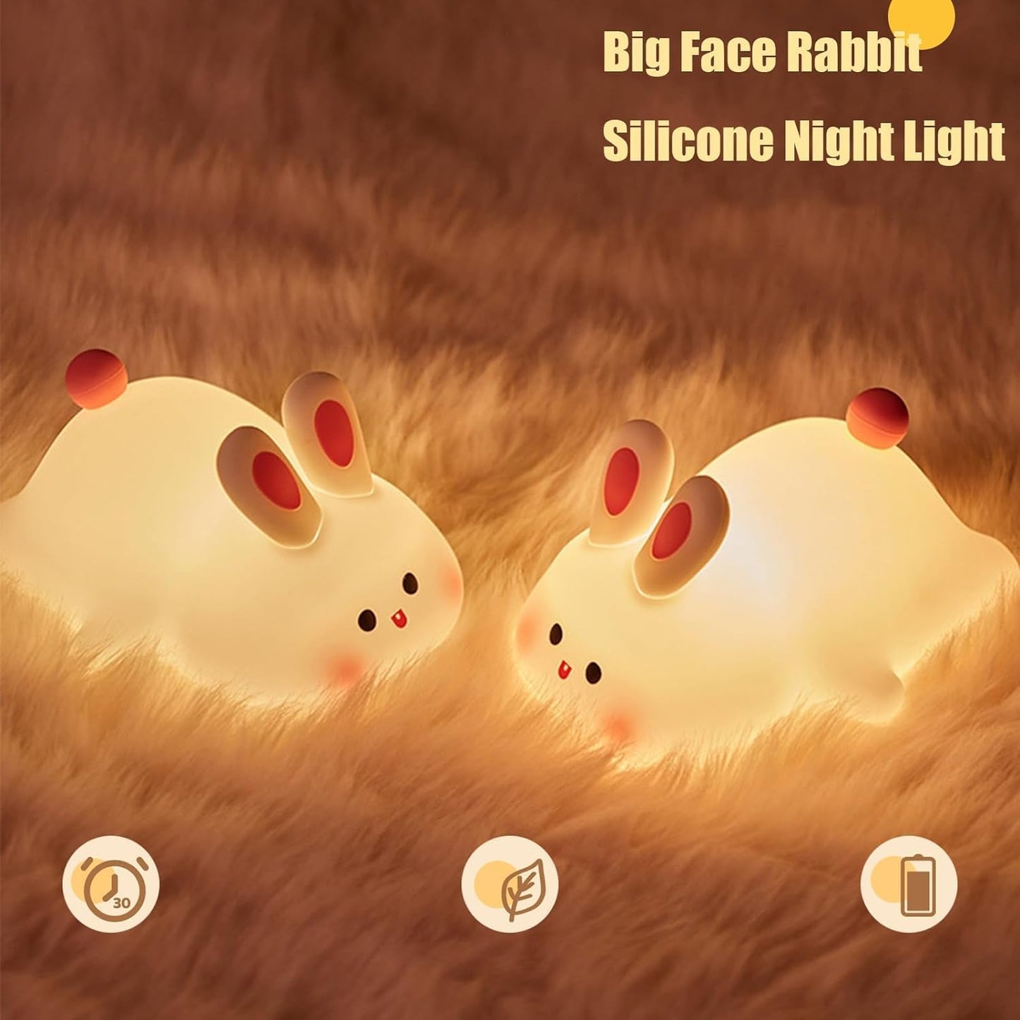 Table Lamp,Nursery Night Lights for Kids,Cute Animal Silicone Baby Night Light with Touch Sensor,USB Rechargeable Baby Girl Boys Gifts,Xmas Gifts for Toddler Kids (Rabbit)