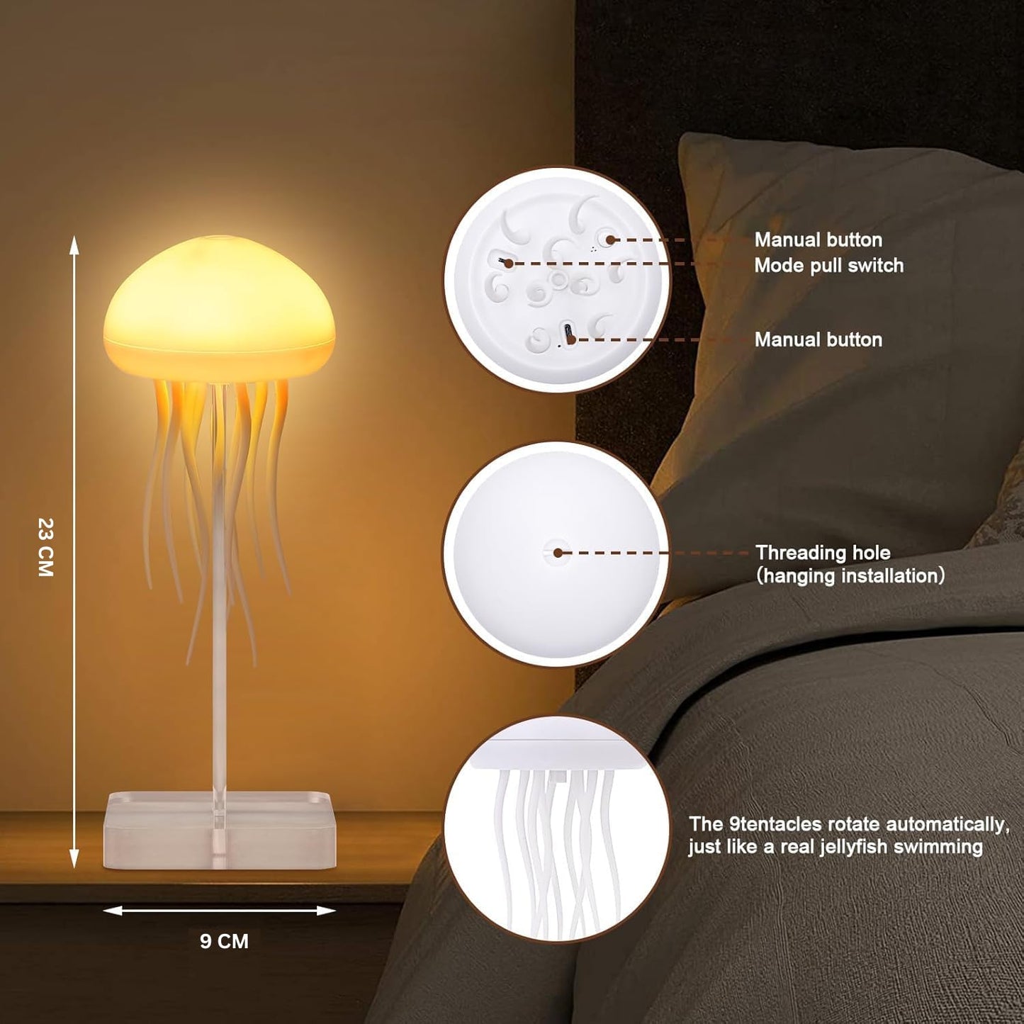 Jellyfish Light Lamp Voice Control Gradient Moving Tentacles Flying Jelly Fish Bedside