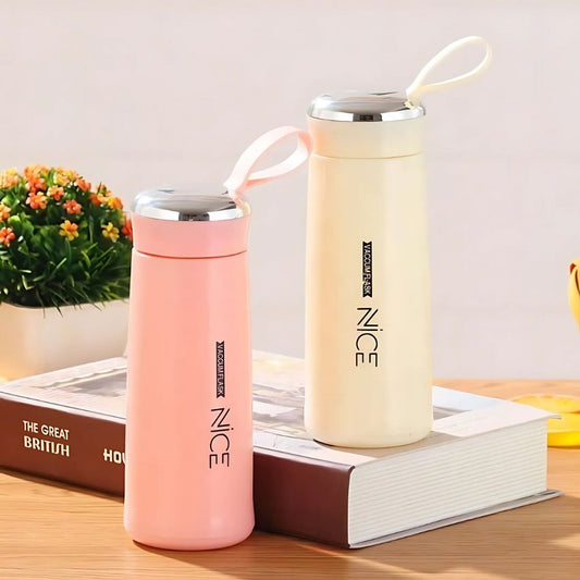 Water bottle 400ml leak proof, glass water bottle with daily water intake for gym and children, Nice Bottle (1 pc /Mix Color)