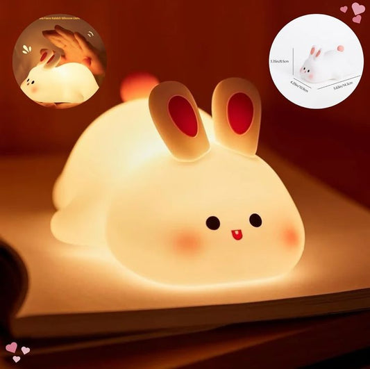 Table Lamp,Nursery Night Lights for Kids,Cute Animal Silicone Baby Night Light with Touch Sensor,USB Rechargeable Baby Girl Boys Gifts,Xmas Gifts for Toddler Kids (Rabbit)