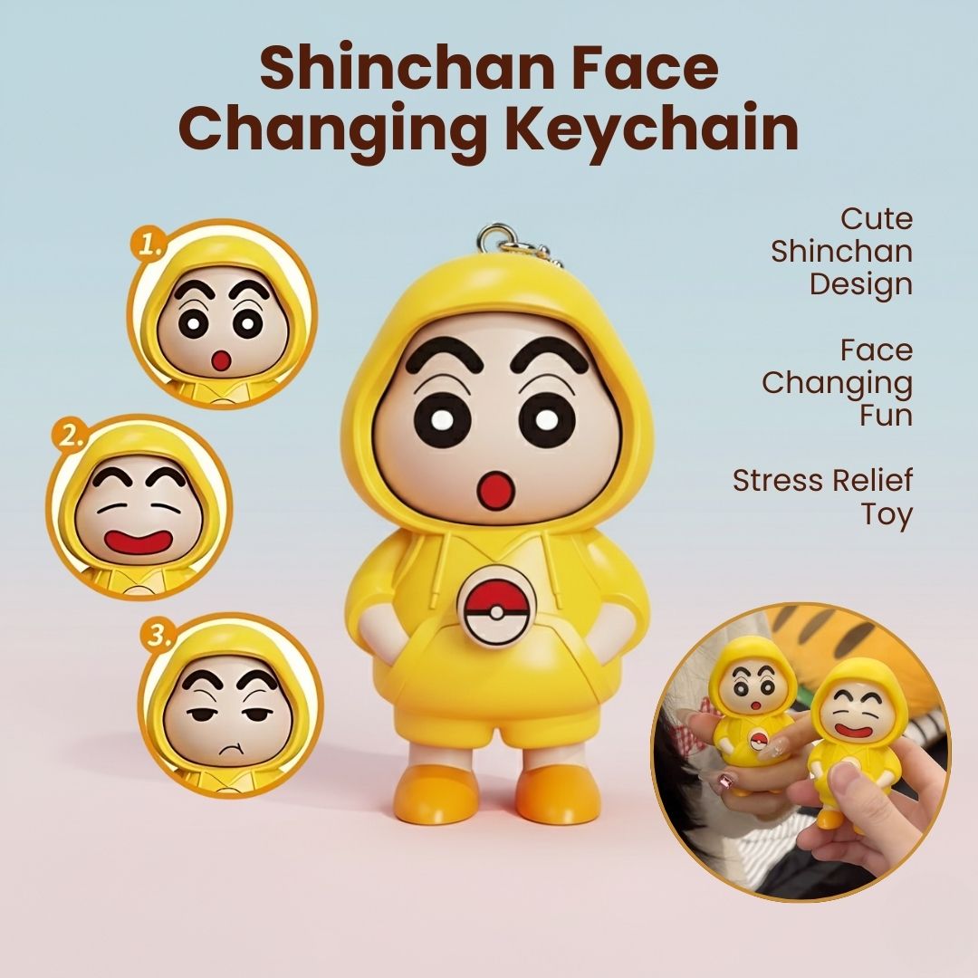 Face Changing Keychain with 3 Expressions 3D Cartoon Character ABS Toy Key Holder Unisex Keychain for Bags, Cars & Gifts Cute Action Figure for Kids & Adults