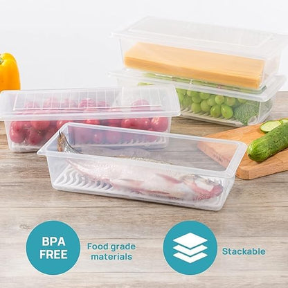 Pack of 6 Fridge Storage Boxes, Plastic Boxes for Storage, Storage Box for Kitchen, Kitchen Organizer Items, Fridge Organiser, Kitchen Storage Container Set